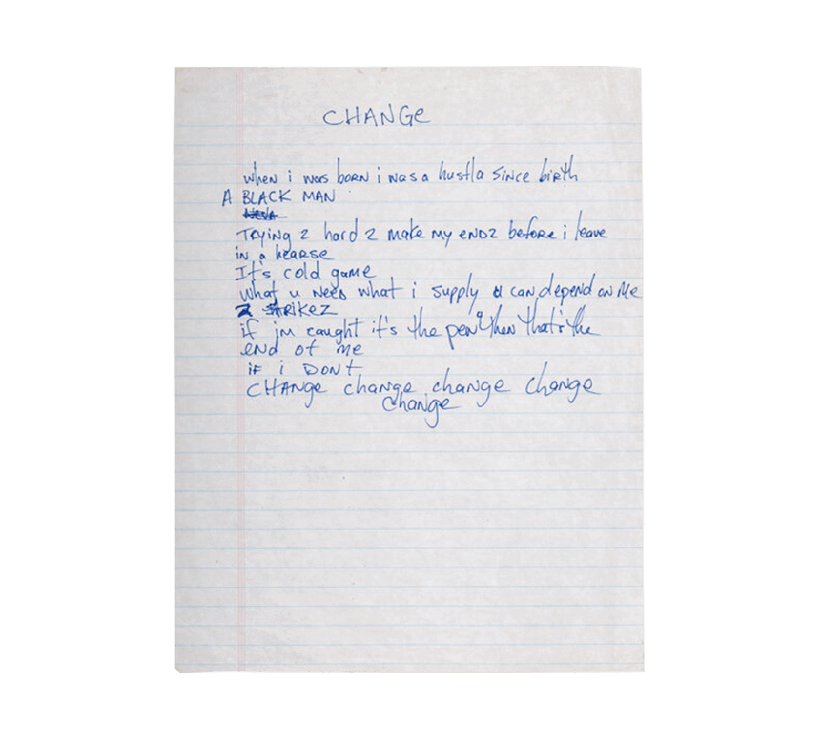Von Tupac selbst geschriebene Song-Lyrics Image